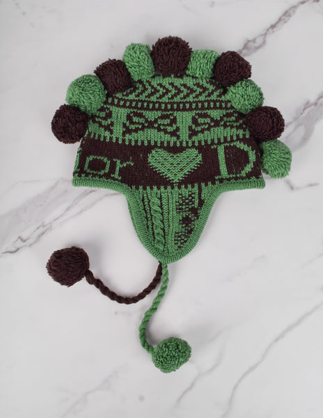 Christian Dior by John Galliano Vintage AW 2002 Green and Brown Pom Pom Mohawk Beanie Hat