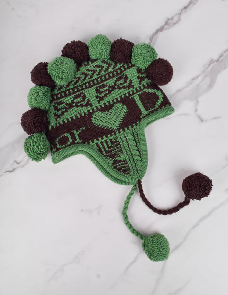 Christian Dior by John Galliano Vintage AW 2002 Green and Brown Pom Pom Mohawk Beanie Hat