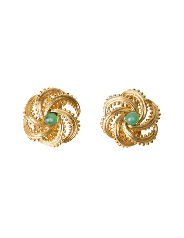 Grosse Vintage 1967 Green and Golden Whirl Earrings