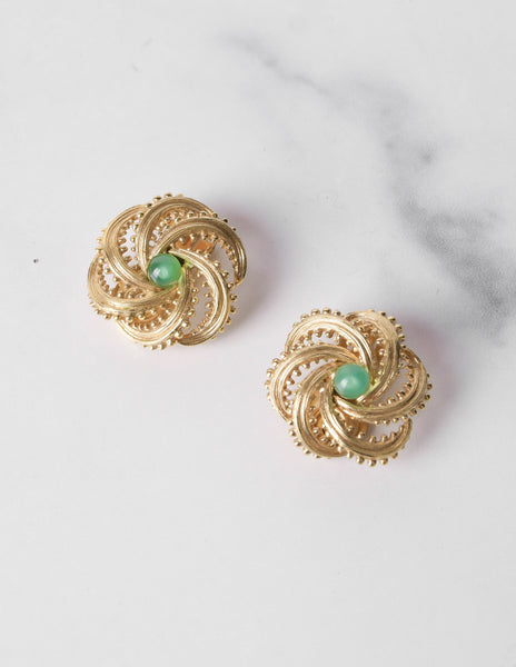 Grosse Vintage 1967 Green and Golden Whirl Earrings