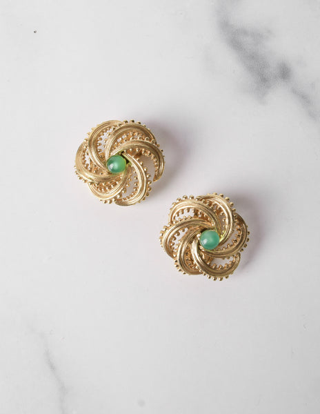 Grosse Vintage 1967 Green and Golden Whirl Earrings