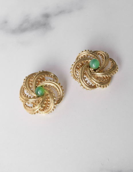 Grosse Vintage 1967 Green and Golden Whirl Earrings
