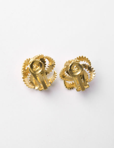 Grosse Vintage 1967 Green and Golden Whirl Earrings