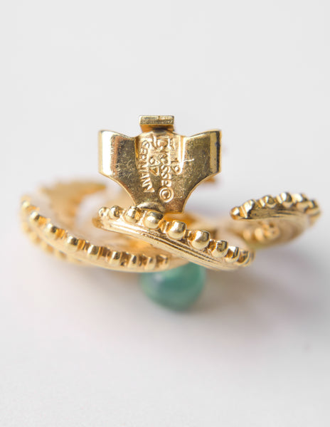 Grosse Vintage 1967 Green and Golden Whirl Earrings