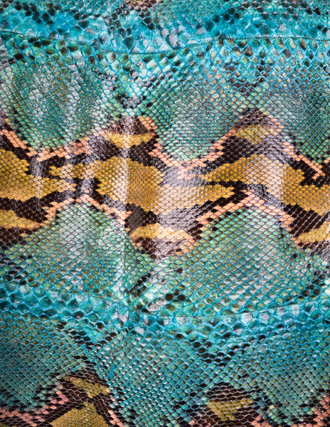 Donald Brooks Vintage Rainbow Python Snakeskin and Baby Blue Fox Fur Cape
