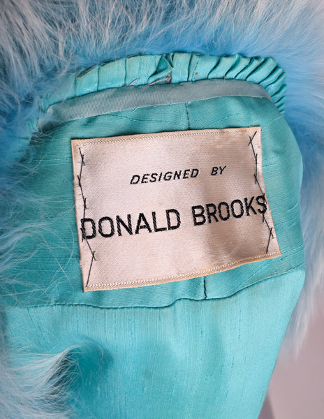 Donald Brooks Vintage Rainbow Python Snakeskin and Baby Blue Fox Fur Cape