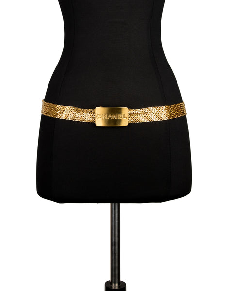 Chanel Vintage AW 1996 Golden Plaque Buckle Multi-Chain Belt