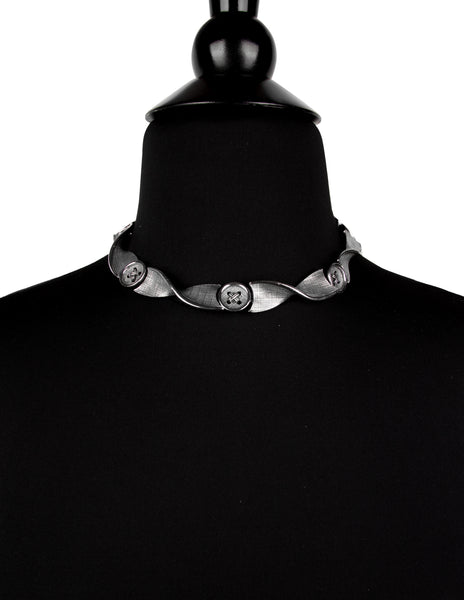 Marcel Boucher Vintage 1960s Silver Tone Button Motif Necklace and Earring Set
