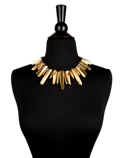 Yves Saint Laurent Haute Couture Vintage Gold Gilt Prism Necklace