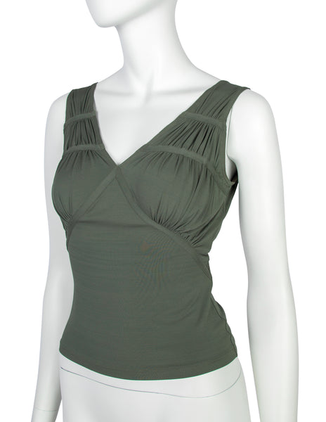 Christian DIor Vintage SS 2003 by John Galliano Green Ruched Top