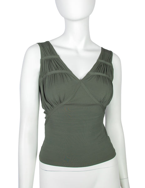 Christian DIor Vintage SS 2003 by John Galliano Green Ruched Top