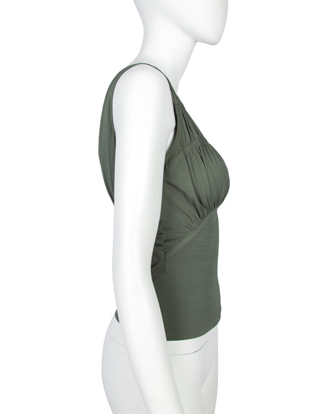 Christian DIor Vintage SS 2003 by John Galliano Green Ruched Top