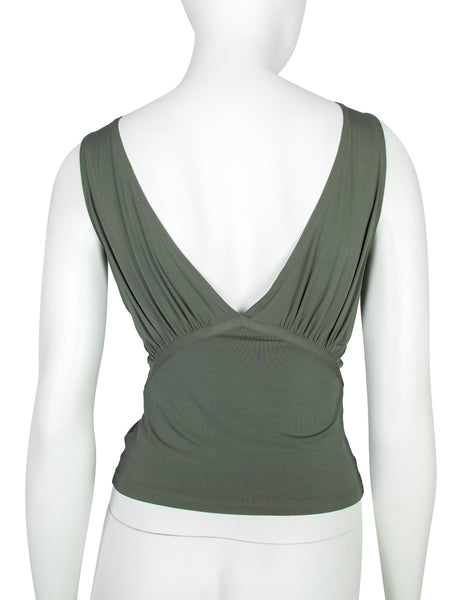 Christian DIor Vintage SS 2003 by John Galliano Green Ruched Top