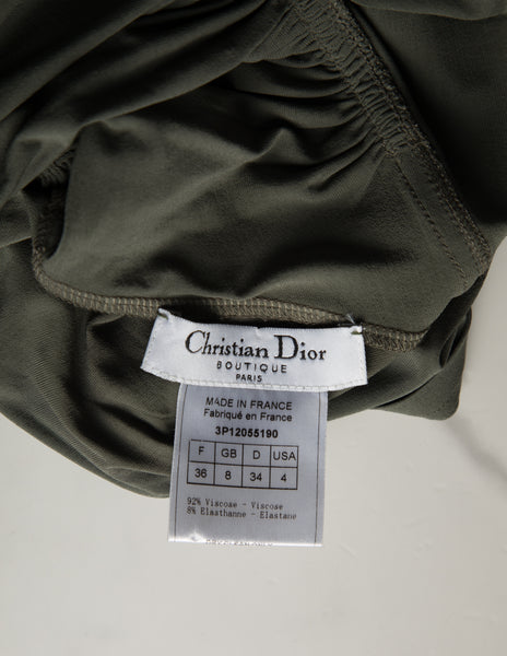 Christian DIor Vintage SS 2003 by John Galliano Green Ruched Top