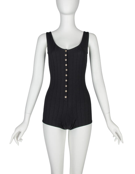 Dolce & Gabbana Vintage Black Ribbed Playsuit Romper