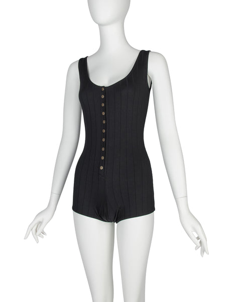 Dolce & Gabbana Vintage Black Ribbed Playsuit Romper