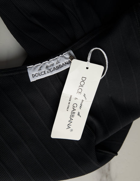 Dolce & Gabbana Vintage Black Ribbed Playsuit Romper