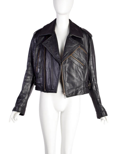 Dolce & Gabbana Vintage 1980s Phenomenal Black Leather Motorcycle Jacket
