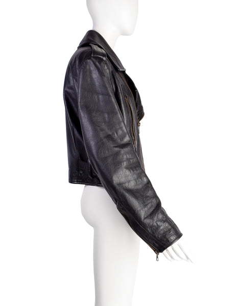 Dolce & Gabbana Vintage 1980s Phenomenal Black Leather Motorcycle Jacket