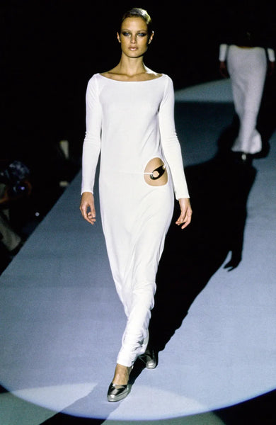 Gucci by Tom Ford Vintage AW 1996 Legendary White Jersey & Mariner Link Cutout Gown