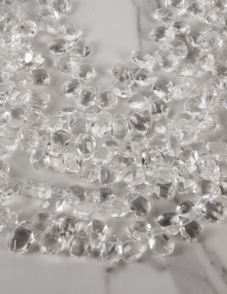 Outstanding Vintage 1990s Massive Clear Glass Teardrop Beaded Multistrand Bib Necklace