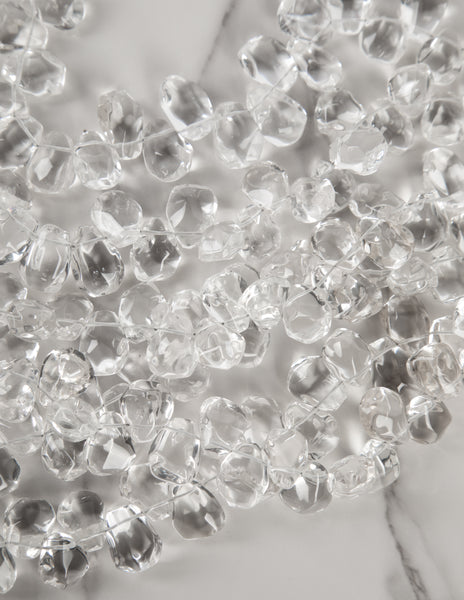 Outstanding Vintage 1990s Massive Clear Glass Teardrop Beaded Multistrand Bib Necklace