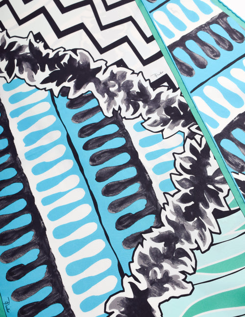Emilio Pucci Vintage Teal Turquoise Blue Black White