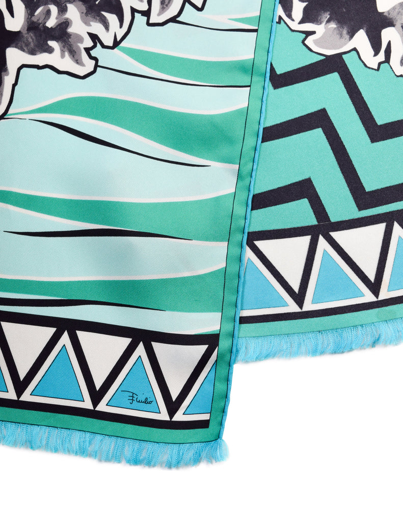Emilio Pucci 1960s Vintage Blue Geometric Cotton Wrap Beach Skirt