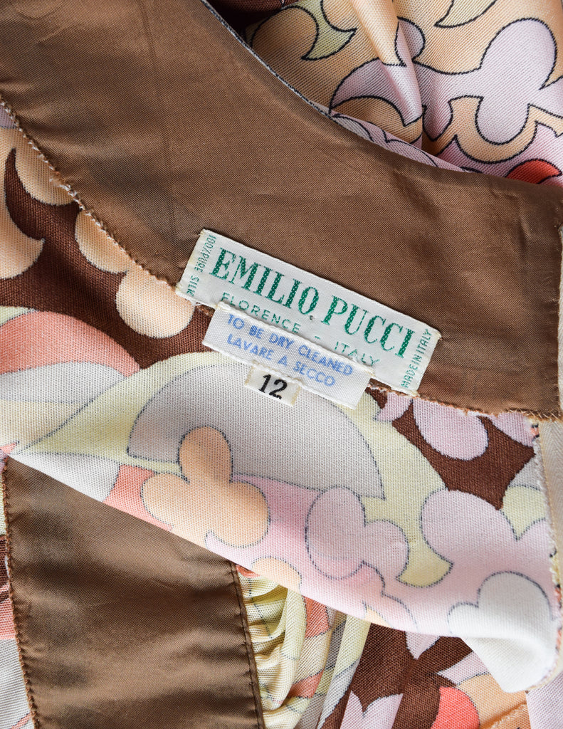 Emilio Pucci Vintage 1960s Pink Yellow Brown Pastel Floral Silk Jersey –  Amarcord Vintage Fashion | Weite Hosen