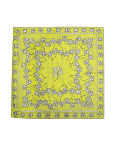 Emilio Pucci Vintage Chartreuse Psychedelic Shamrock Print Cotton Scarf