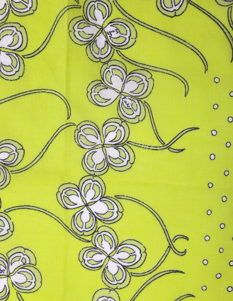 Emilio Pucci Vintage Chartreuse Psychedelic Shamrock Print Cotton Scarf