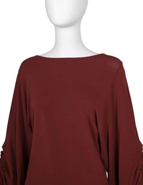 Faycal Amor Vintage Phenomenal Drawstring Ruched Statement Sleeve Top