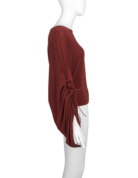 Faycal Amor Vintage Phenomenal Drawstring Ruched Statement Sleeve Top