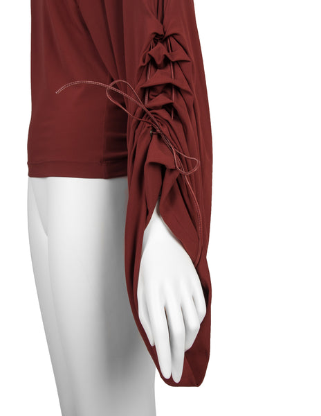 Faycal Amor Vintage Phenomenal Drawstring Ruched Statement Sleeve Top