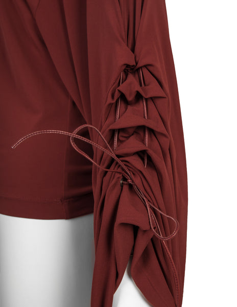 Faycal Amor Vintage Phenomenal Drawstring Ruched Statement Sleeve Top