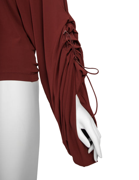 Faycal Amor Vintage Phenomenal Drawstring Ruched Statement Sleeve Top