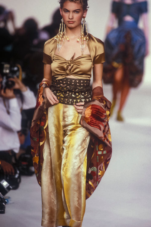 Romeo GIgli Vintage SS 1990 Runway Golden Satin Pointed Knot