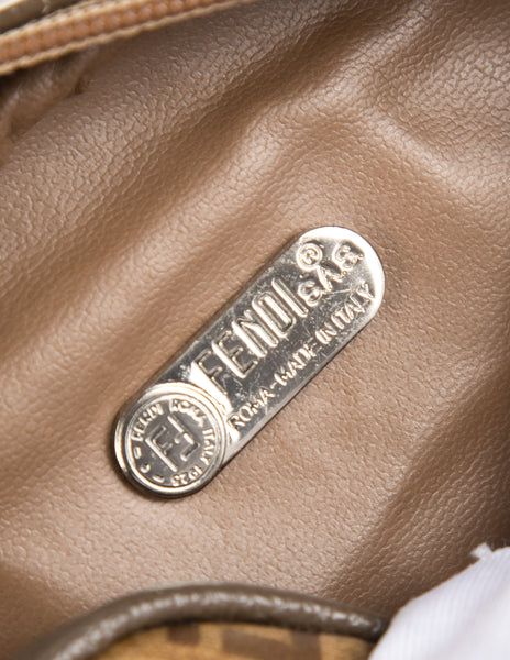 Fendi Vintage Brown and Sage Green Zucca Logo Monogram Mini Crossbody Bag