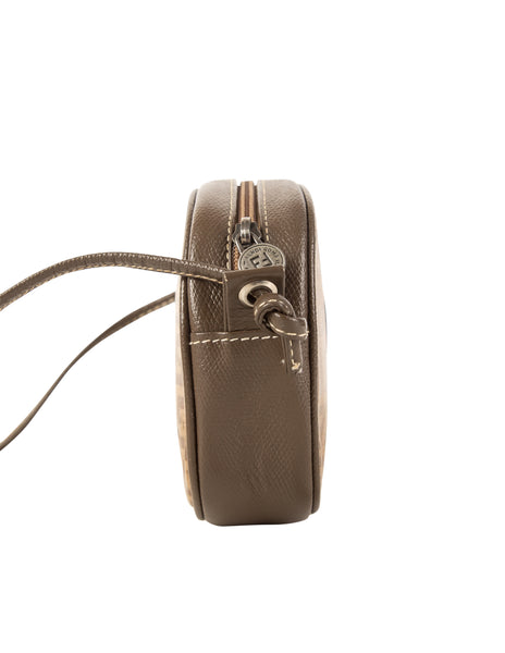 Fendi Vintage Brown and Sage Green Zucca Logo Monogram Mini Crossbody Bag