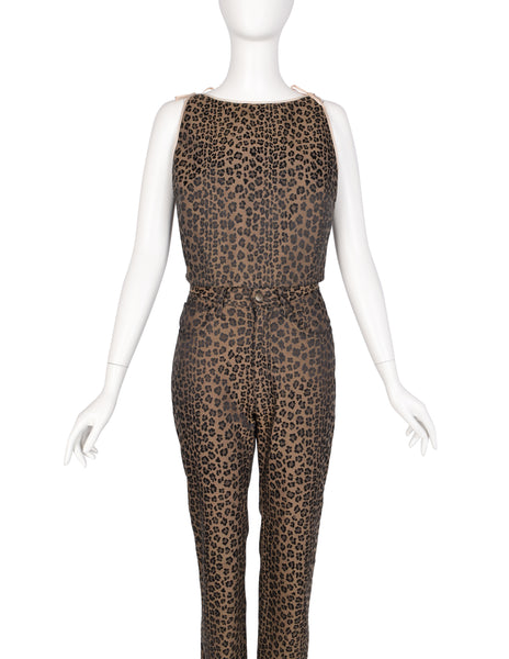 Fendi Vintage 1990s Leopard Print Logo Top & Pants Set