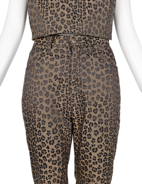 Fendi Vintage 1990s Leopard Print Logo Top & Pants Set
