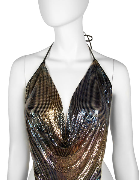 Ferrara Archive Iconic Ombre Metal Mesh Pointed Halter Top