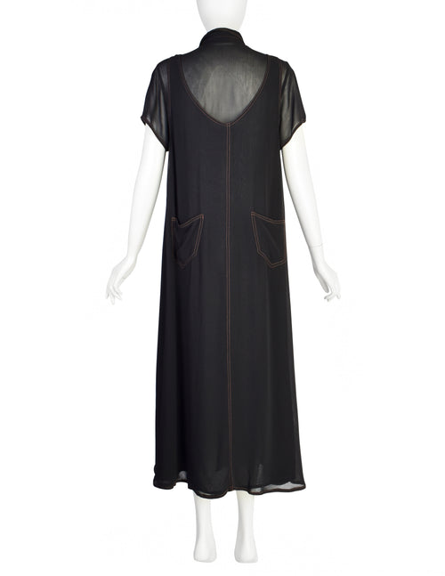 Fendi Vintage 1990s Black Sheer Layered Shirt Dress Amarcord Vintage Fashion Fendi Vintage 1990s Black Sheer Layered Shirt Dress Amarcord Vintage Fashion