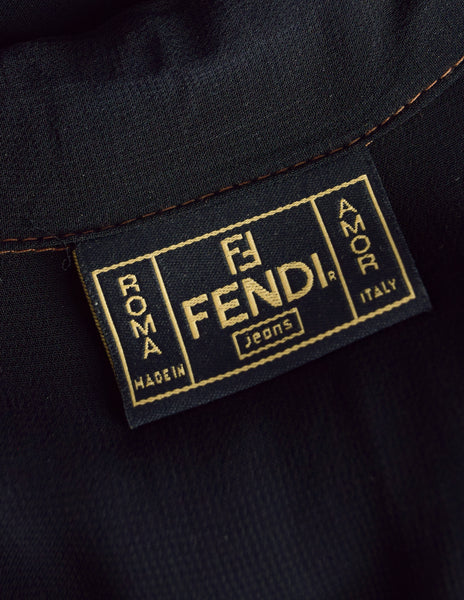 Fendi Vintage 1990s Black Sheer Layered Shirt Dress