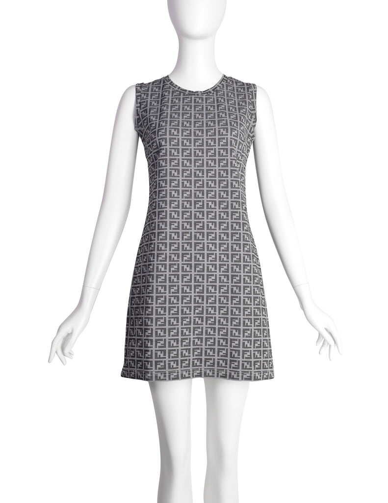 Fendi Vintage Grey Zucca FF Logo Monogram Mini Dress – Amarcord Vintage  Fashion