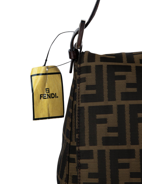 Fendi Vintage Iconic Zucca Monogram Floral Applique Large Mamma Baguette Bag