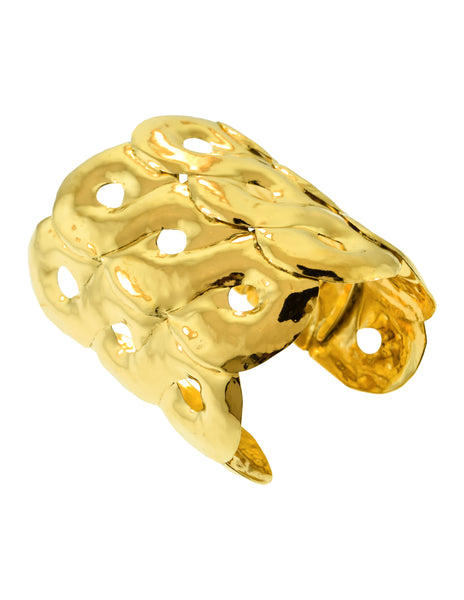 Frances Patiky Stein Vintage 1980s Golden Hammered Cuff Bracelet