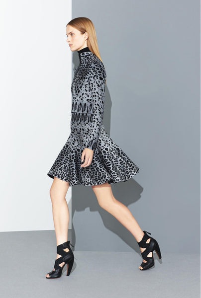 Azzedine Alaia AW 2011 Grey Leopard Knit Fluted Skirt