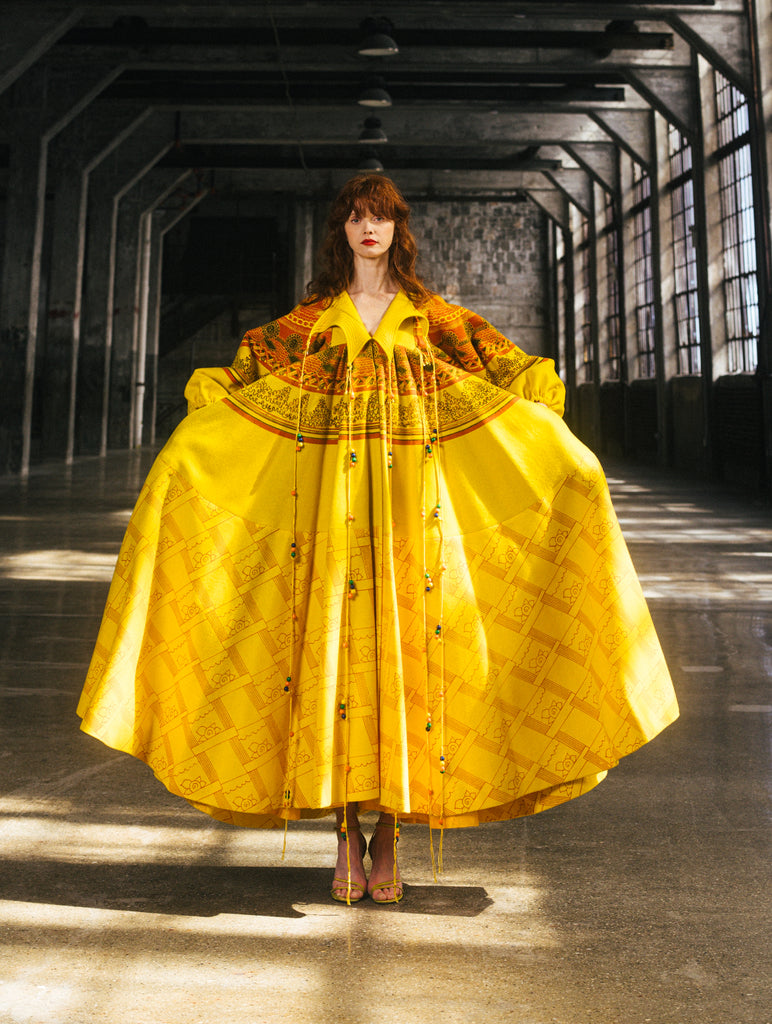 Zandra Rodes Logo Zandra Rhodes Vintage 1969 'Knitted Circle' Collection Yellow Trompe L ...