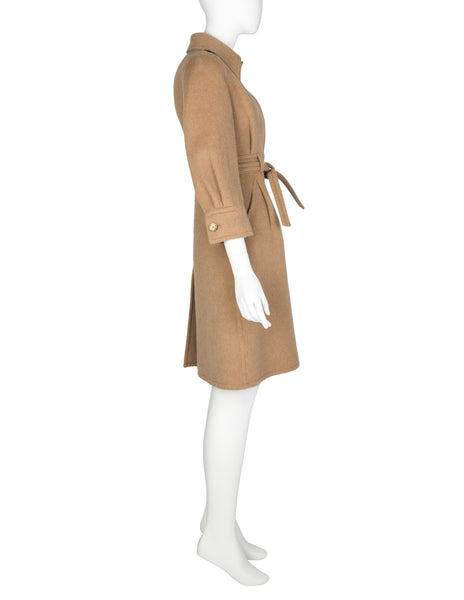 Galanos Vintage Early 1970s Light Brown Camel Wool Coat